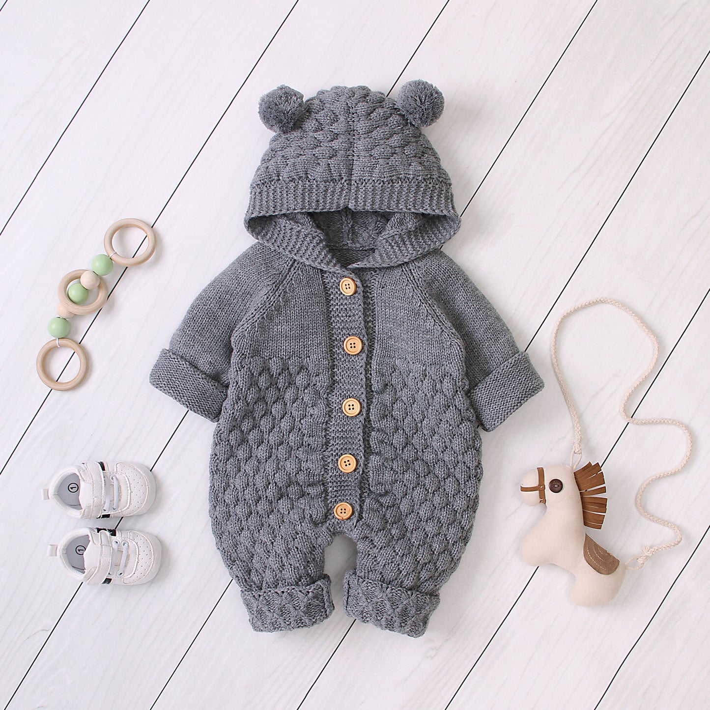 Snuggle Bear Knitted Romper