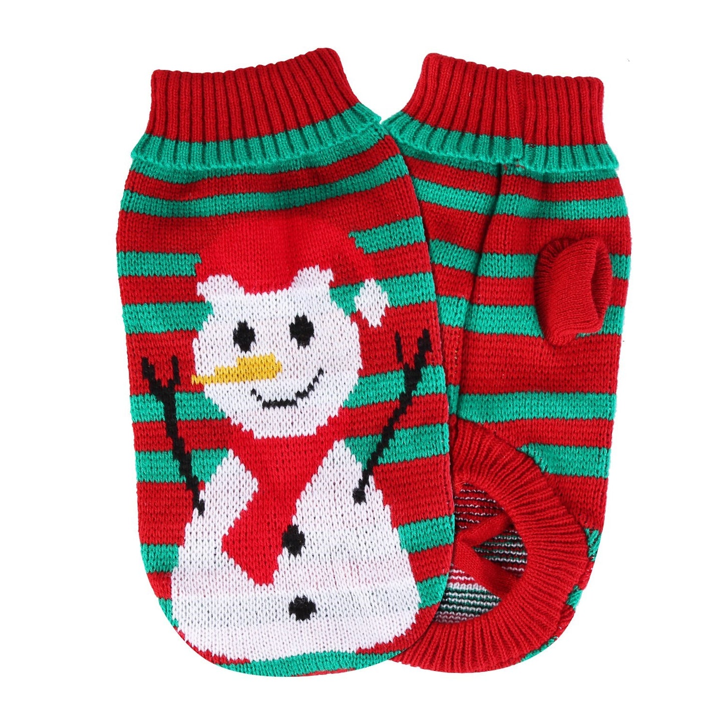 Pet Christmas Turtleneck Sweater for Small Dogs & Cats - Snowman & Stripe Patterns (4 Sizes)