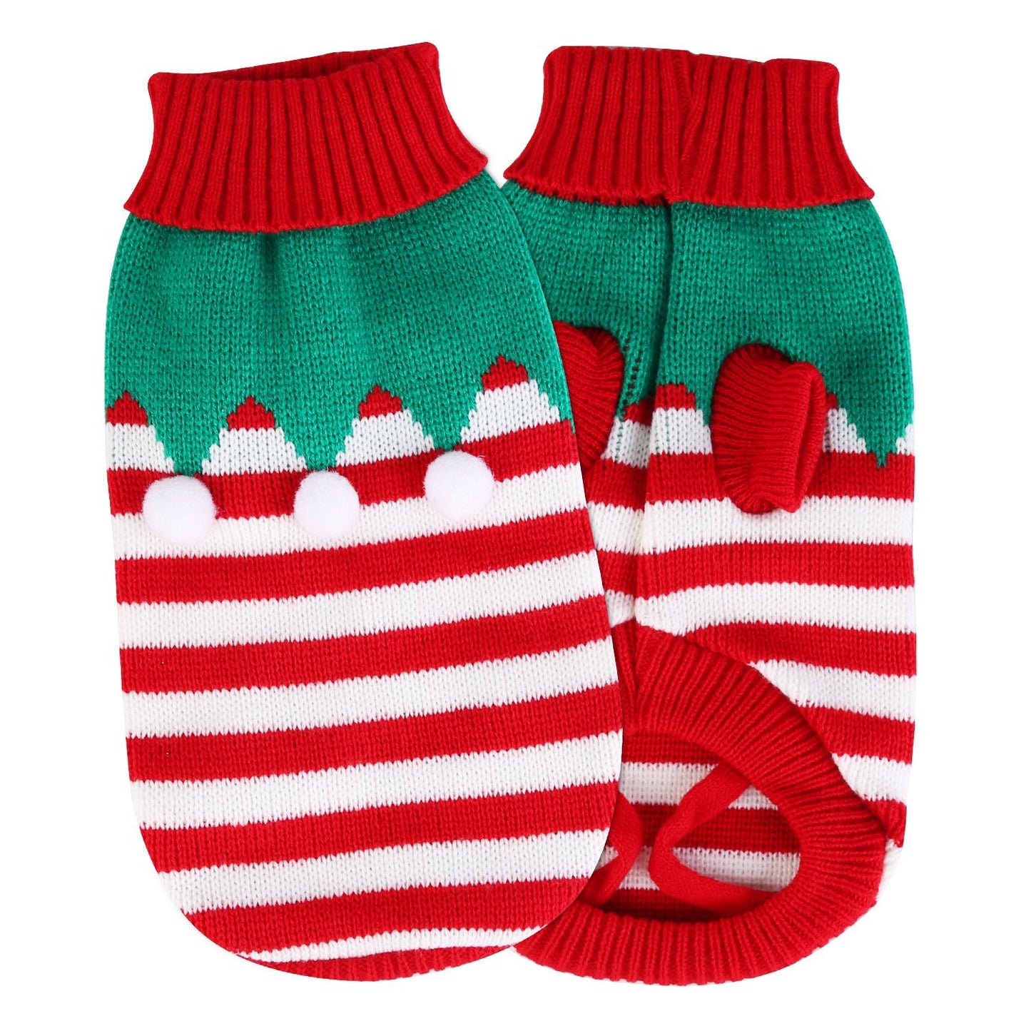 Pet Christmas Turtleneck Sweater for Small Dogs & Cats - Snowman & Stripe Patterns (4 Sizes)